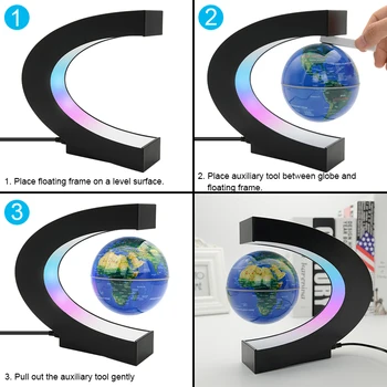LED Pasaulio Žemėlapyje Magnetic Levitation Plūduriuojantis Pasaulyje Nakties Šviesa 