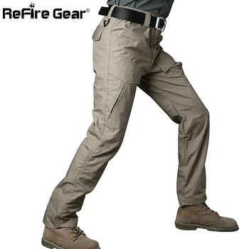 ReFire Pavarų Rip-Stop Medvilnės Vandeniui Tactical Kelnes Vyrams Kamufliažas Karinių Krovinių Kelnės Vyras Multi Kišenės Armijos Kovos Kelnės