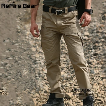 ReFire Pavarų Rip-Stop Medvilnės Vandeniui Tactical Kelnes Vyrams Kamufliažas Karinių Krovinių Kelnės Vyras Multi Kišenės Armijos Kovos Kelnės