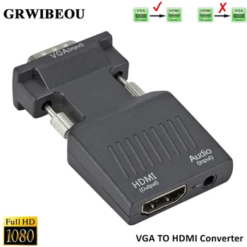 Grwibeou VGA Male HDMI Moterų Keitiklis su Audio Adapteris Kabeliai 720/1080P HDTV Monitorius, Projektorius, Nešiojamas PC TV-Box PS3