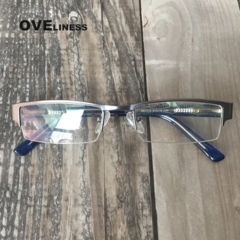 Optinių akinių rėmeliai moterų pusė ratlankio recepto akiniai vyrų trumparegystė akinius metalo optiniai akinių rėmeliai akinių rėmeliai