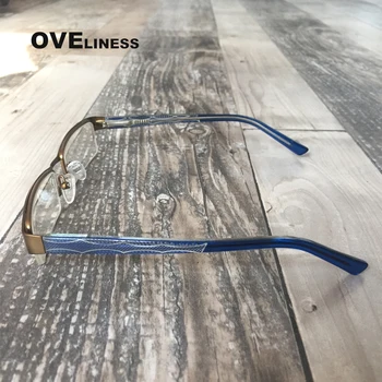 Optinių akinių rėmeliai moterų pusė ratlankio recepto akiniai vyrų trumparegystė akinius metalo optiniai akinių rėmeliai akinių rėmeliai