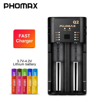 PHOMAX 2 lizdas 18650 Q2 LED, smart display baterija greitas įkroviklis 17650 26500 22650 IMR/ličio jonų baterija