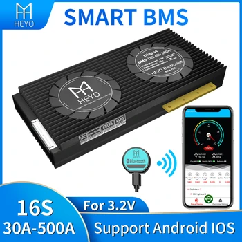 Smart bms lifepo4 16s 100a 30a 80a 200a bluetooth 48V UART rs485 NTC ar programinė įranga, kelis terminalo mažu greičiu automobilis su ventiliatoriumi