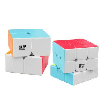 D-FantiX Qiyi Magic Cube Nustatyti Qidi s 2x2 Kariai W 3x3 Stickerless Greitis Kubo Pluoštas 2x2 3x3 Švietimo Įspūdį Žaislas Vaikas Suaugę