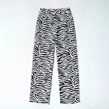 RayRay Zebras Spausdinti Elegantiškas Moterų Kelnes Capris Harajuku Aukšto Liemens Kelnės 90-ųjų Derliaus Ponios Atsitiktinis Mujer Pantalones Streetwear