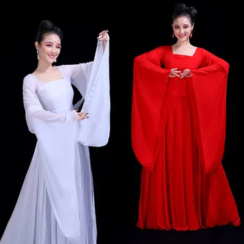 Moterų Kinų klasikinio stiliaus šokių elegantiškas šviežių Hanfu plačiomis rankovėmis srauto pasakų suknelė veiklos drabužius TB190226