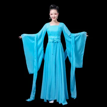 Moterų Kinų klasikinio stiliaus šokių elegantiškas šviežių Hanfu plačiomis rankovėmis srauto pasakų suknelė veiklos drabužius TB190226