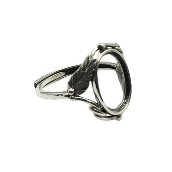 Beadsnice antikvariniai sidabro lapų žiedas pusiau kalno žiedas parametrai 925 sterlingas sidabro adjuatable žiedai moterims, papuošalai ID32259