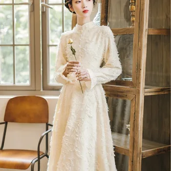 Mergina Derlius Geresnis Cheongsam Suknelė 2020 M. Rudens ir Žiemos Pasakų Kinų Stiliaus Ilgai Kinų Cheongsam Lady Elegantiškas Šalis Suknelė