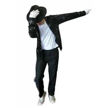 Michael Jackson Cosplay MJ Cos Vaikų Suaugusiųjų Kostiumas 6pcs MJ Billie Jean Striukė+Ziajać+Marškinėlius+Kojinių apima + Pirštinės+Hat+akiniai