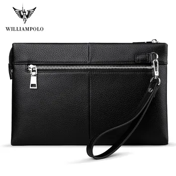 Williampolo Vyrai prekės Organizatorius piniginės natūralios odos, užtrauktukas sankabos krepšys vyras karvės oda Ilgai rankinėje Multi-funkcija telefono krepšys
