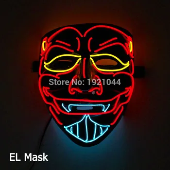Naujas Dizainas EL Neon Kaukė LED Mirksi Kaukė su 3V Pastovus Valdiklio Halloween Party Mask Apdailos Siaubo Rekvizitai