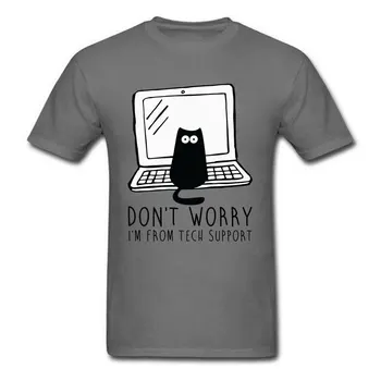 Kompiuterinių Programų Katė Atspausdintas T-Shirt Tech Support 3D Juokingas Kates Marškinėlius Vėliau kaip Medvilnės Tshirts Katė Programinės įrangos Programavimo Vyrai