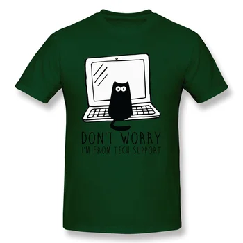 Kompiuterinių Programų Katė Atspausdintas T-Shirt Tech Support 3D Juokingas Kates Marškinėlius Vėliau kaip Medvilnės Tshirts Katė Programinės įrangos Programavimo Vyrai