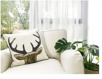 American retro medvilnės skalbiniai arklys/elnių galvos siuvinėjimo užvalkalas sofa-lova, pagalvėlė apima, mesti pagalvės užvalkalą derliaus