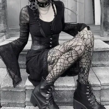 6 Poros Voras Skylių Sexy Kojinės Moterims Gotikos Tuščiaviduriai Iš Plonas Pėdkelnes, Legging