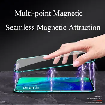 Dvipusis stiklo Magnetinės atveju, Huawei P Smart 2021 Alumium metalo 360 laipsnių Visiškai Padengti Atveju