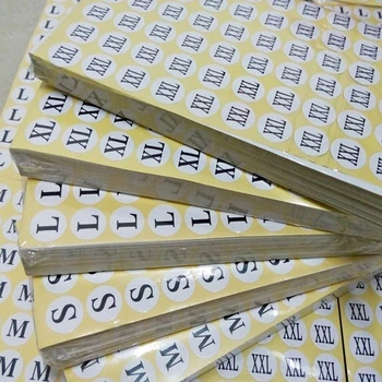 Stock spausdinti baltas dydis, etiketės, lipdukai, numeriai,Drabužio dydžio etiketė Raundo popieriaus dydis lipdukas Nemokamas pristatymas