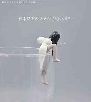 2 vnt/set Taurės kraštas apdailos yamamura sadako + Ju-on The Grudge PVC siaubo filmo veiksmas duomenys Naujovė & Kamštukas Žaislai, Dovanos