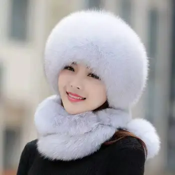 Papildomo ilgio moterų žiemos skrybėlę su lapės kailio apsukti gali būti naudojamas kaip šalikas ir pakabinti ant galinio dangtelio grandinės