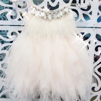 Baby Girl Princesė Suknelės Sunkiųjų Zawalcowany 2020 Metų Vasaros Plunksnų Plisuotos Tutu Suknelė Bamblys Mergaičių Drabužius 1-7 Metų amžiaus GDR612-1