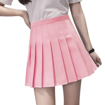 Naujas Atvykimo Jaunų Plisuotos Aukšto Juosmens Mini Sijonai Vasaros Saldus Pietų korėjos Stiliaus Studentas Moterų Sijonas 4 spalvos