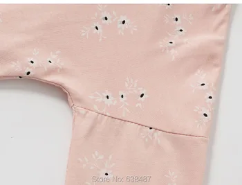 Gėlės Megztas Medvilnės Mergaičių marškinėliai Vaikams Viršūnes Tee Vaikų Long Sleeve T-Shirt Baby Girl Drabužiai Kūdikiams Bebe Palaidinės Katytė