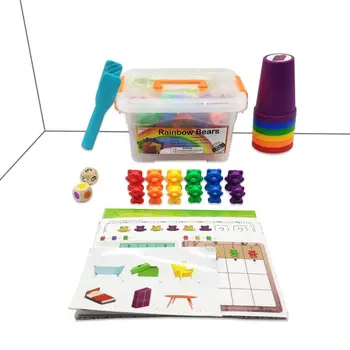 Puikus Skaičiuoti Tenka Su Krovimas Puodelių Rinkinys - Montessori Vaivorykštė Atitikimo Žaidimas