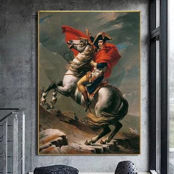 Žinomų Tapybos Napoleonas, Kertančių Alpes Drobės Plakatai ir Spausdina Sienos Meno Nuotrauką Kambarį Namų Dekoracijos