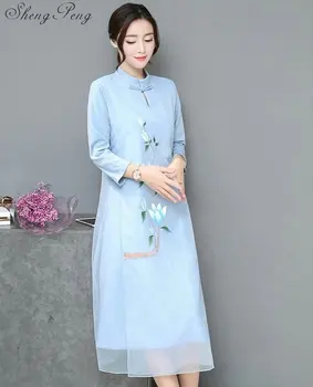 Kinijos cheongsam suknelė ao dai stiliaus suknelė suknelė kinijos elegantiškas qipao ilgai kinų cheongsam suknelė skraiste šiuolaikinės cheongsam CC401