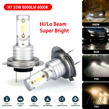 Nemokamas Pristatymas 360 Laipsnių Spindulio Kampas H7 LED Žibintų Lemputės Konversijos Rinkinys Hi/Lo Pluošto 55W 8000LM 6000K Super Šviesus Didmeninė CSV