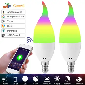 6W RGB Smart Wifi LED Žvakių Šviesos Apdailos Smart Gyvenimo WiFi Žvakių Lemputė Parama 