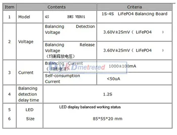 1S 2S 3S 4S Lifepo4 baterijos balansavimo lenta 1A (1000mA srovė 12V ličio geležies fosfatų Pusiausvyrą BMS 4 LĄSTELIŲ 3.2 V
