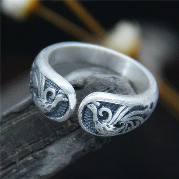 Tailando sidabro senas S990 bauda sidabro dvigubai phoenix žiedo atidarymo nacionalinės vėjo atkurti senovės būdų žiedas moterų produktai