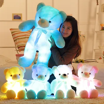 50cm Šviesos lemputės LED Pliušinis Meškiukas Žėrintis Tenka Mielas Neon Žaislas Pagalvę Lėlės, Žaislai Vaikams Plushies Kawaii Iškamšos