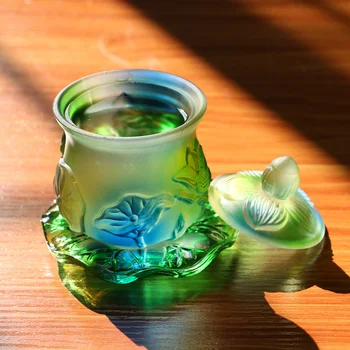 Spalvoto Stiklo Šventosios Vandens Butelių Budistų Prekių Pasisekė Feng Shui Namų Dekoravimo Reikmenys Lotus Šventosios Vandens Puodelį Laimingas