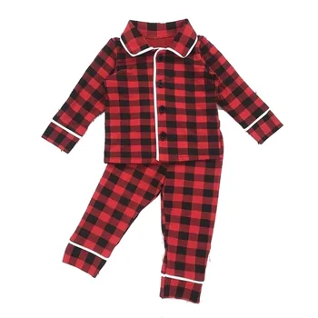 0-16 metų amžiaus kūdikiui raudona languota rudens žiemos naujas medvilnės berniukų kostiumas Atlošas kūdikio Lyties vaikų Pižama Komplektas