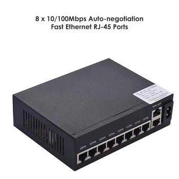 NF1008 POE Switch 8 Ethernet Uplink Ethernet 1.6 Gbps IEEE 802.3 Power Over Ethernet 10/100Mbps Switch Maitinimo Adapteris