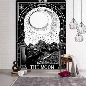 Naktį Mėnulis Taro sienos gobelenas Mandala gobelenas namo apdaila gobelenas psichodelinio hipiai nemokamas pristatymas sienos kabo