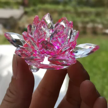 60mm Meno ir išieškojimo Dirbtinis Rožinis K9 Crystal Lotus Flower Feng Shui Prespapjė Gimtadienio Amatų ir Dovanos Namų Puošybai