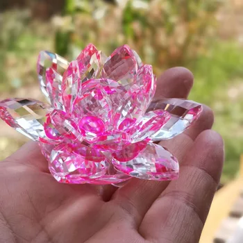 60mm Meno ir išieškojimo Dirbtinis Rožinis K9 Crystal Lotus Flower Feng Shui Prespapjė Gimtadienio Amatų ir Dovanos Namų Puošybai
