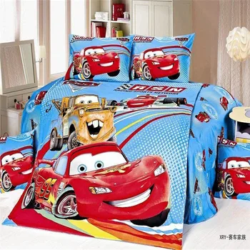 3D Lenktynių Žaibas McQueen Automobilių patalynės komplektas Berniukams miegamojo puošimas vieno dydžio paklode nustatyti Twin antklode padengti Vaikai lovatiesė