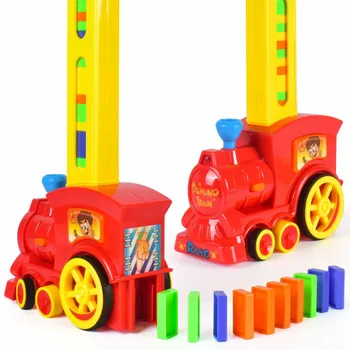 60+20pcs Traukinio Elektros Domino Automobilių, Transporto priemonės Modelis Stebuklinga Automatinė Nustatyti Spalvingas Plastiko Domino Žaislai Dovana Žaidimas Berniukas Vaikai
