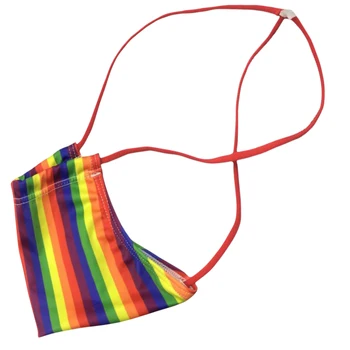 2018 Sexy gay Men ' s underwear G string dėklas diržas pirnted mini dėklas vaivorykštė dryžuotas spausdinti bailys vyrų dirželius jockstrap
