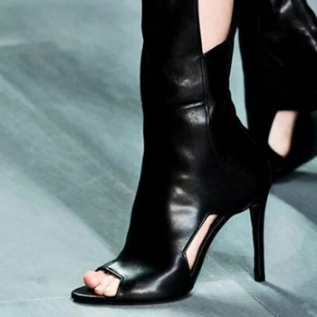 Europos pop minkštas mikropluošto odos kelio auliniai batai moterims, seksualus peep toe jojimo batai vasaros pleišto sandalai ponios aukštakulniai