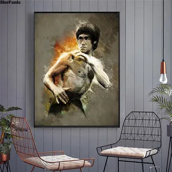Bruce Lee Plakatas Drobė Spausdina Juodai Baltos Sienos Nuotrauka Modulinės Paveikslų Kambarį Ant Namų Dekoro