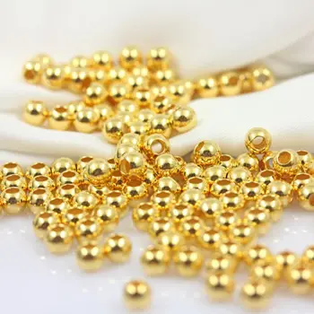 1pcs 24K Geltonojo Aukso Pakabukas /Lucky 3mm, 4mm Sklandžiai Prarasti Aukso Perdavimo Karoliukai Aukso 999 Šviesos Karoliukai Atskirti Karoliukai 24K 3D