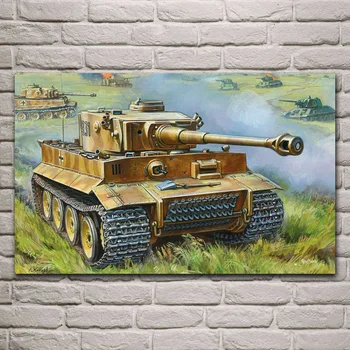 Tankas mūšio kūrinys VI Tiger I Ausf E T-34 Sovietų sunkusis tankas kambarį namo sienos meno dekoro medžio rėmo audinio plakatai EX572