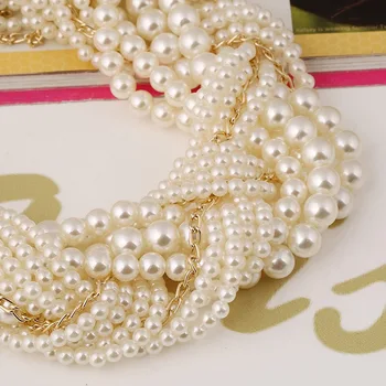 Mados vestuvių aksesuarai, didmeninė Hiperbolė multi-layer pearl austi karoliai, auskarai, papuošalų komplektas